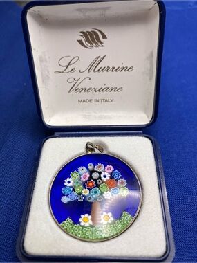 Blue Millefiori Glass Pendant